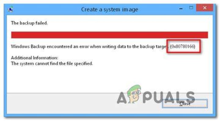 0x80780166 error when backing up Windows 10