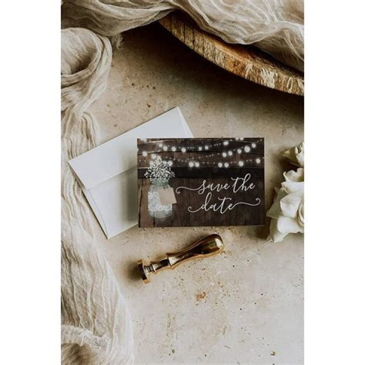 50 Rustic Mason Jar Save The Date Cards for Wedding