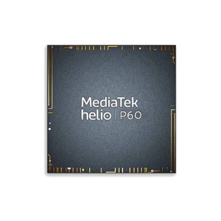 Powered by Helio P60 A MediaTek Helio P60 sign.