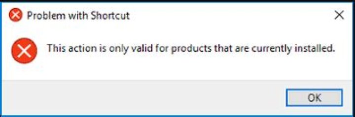 Action Only Valid for Products Currently Installed