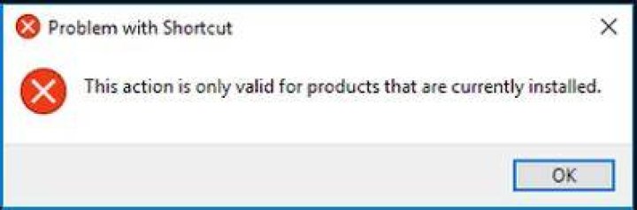 Action Only Valid for Products Currently Installed