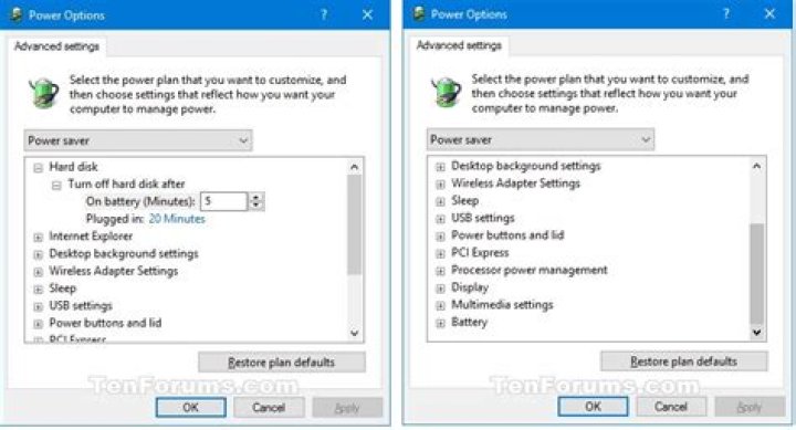 advanced power options