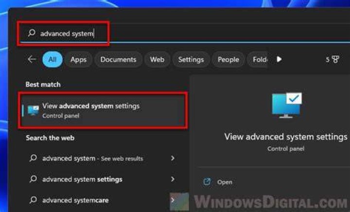 advanced system settings