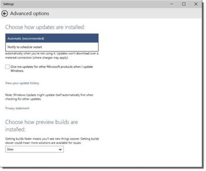 advanced update options