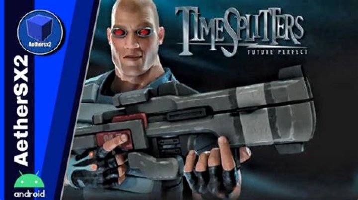 AetherSX2 emulator edit showing TimeSplitters game on a phone in hand