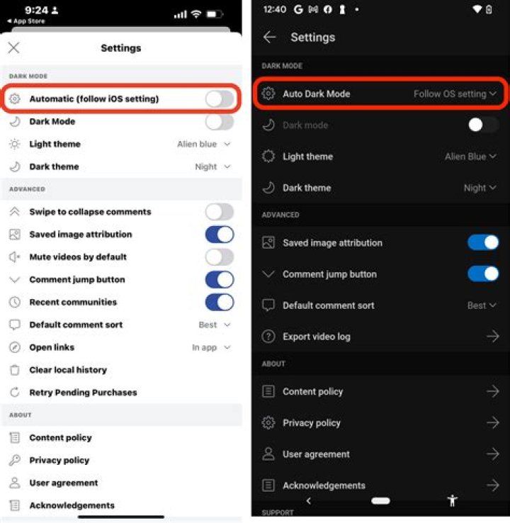 Android N Dark mode settings Android N Dark mode settings