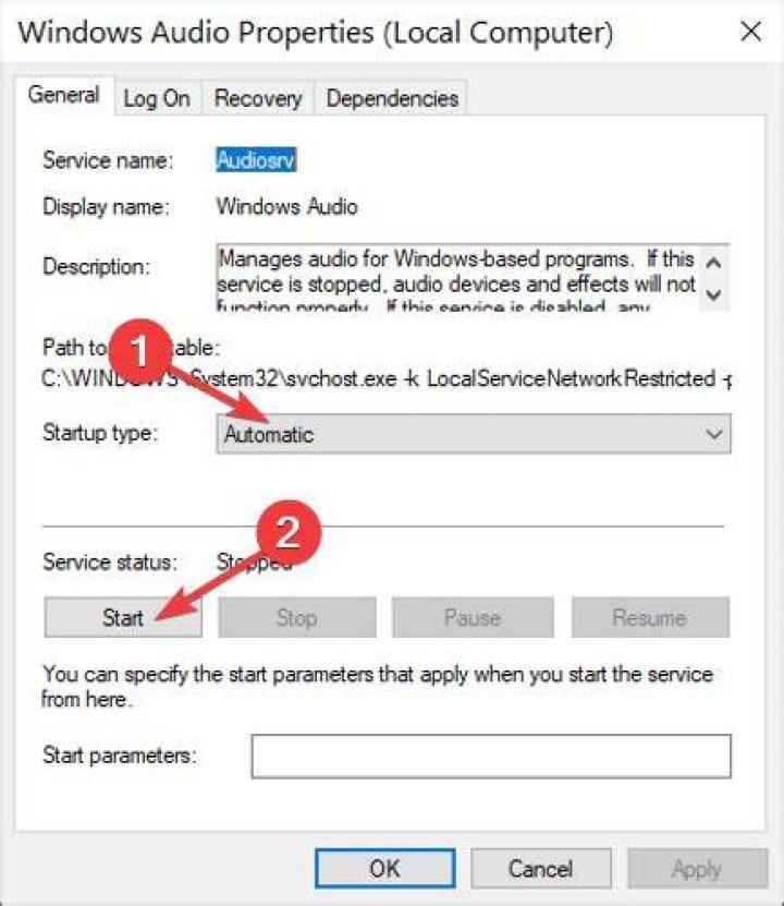 automatic startup audio service
