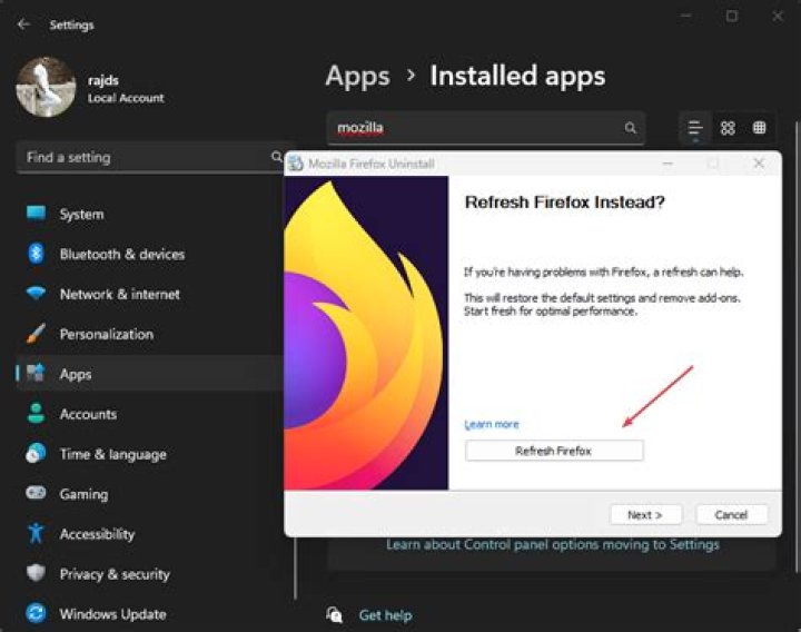 Choose Open or Refresh Firefox in troubleshoot mode.