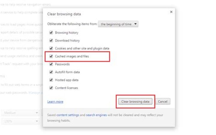 clear chrome cache