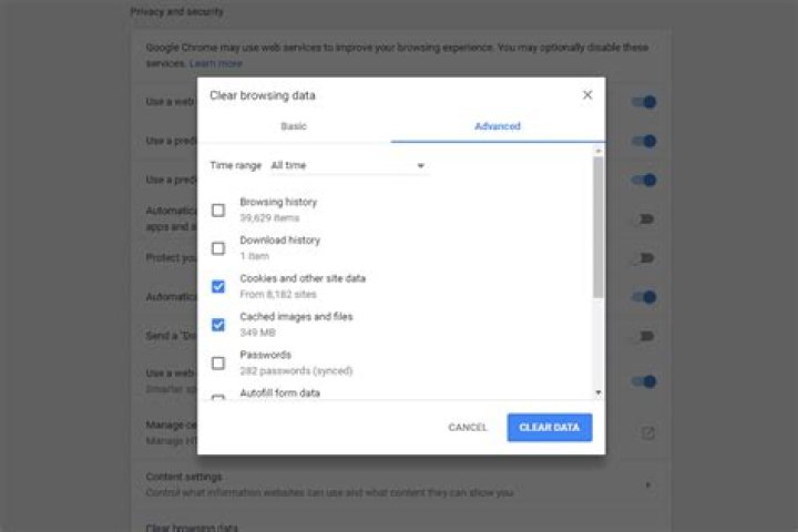 clear cookies and cache chrome address bar autocomplete not working