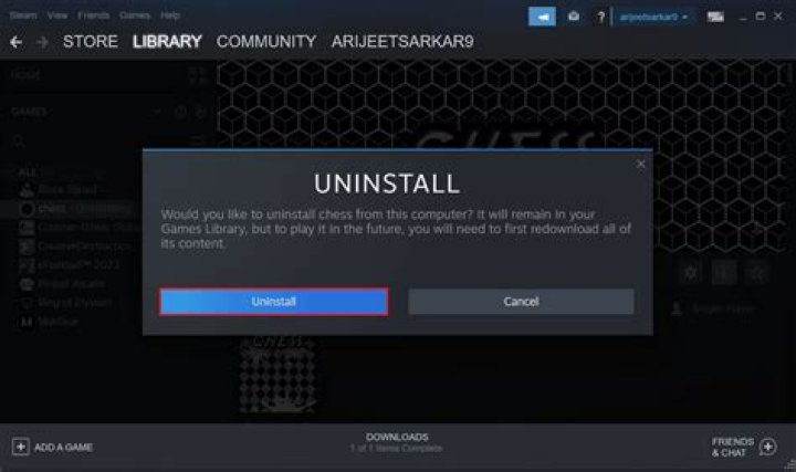 click on Uninstall in the prompt to confirm