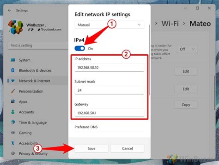 clicking wifi settings win11