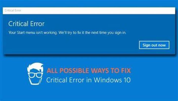 Critical error Start Menu