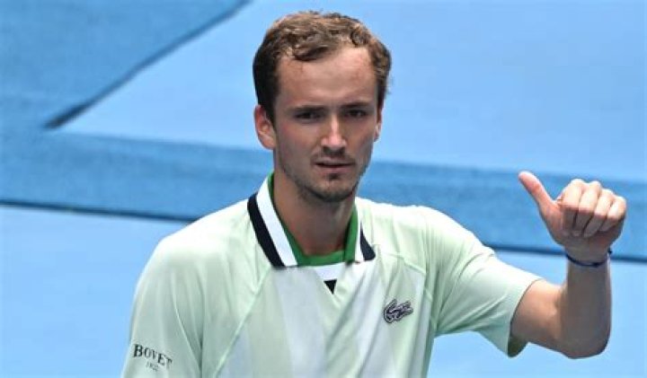 Daniil Medvedev gestures during a match