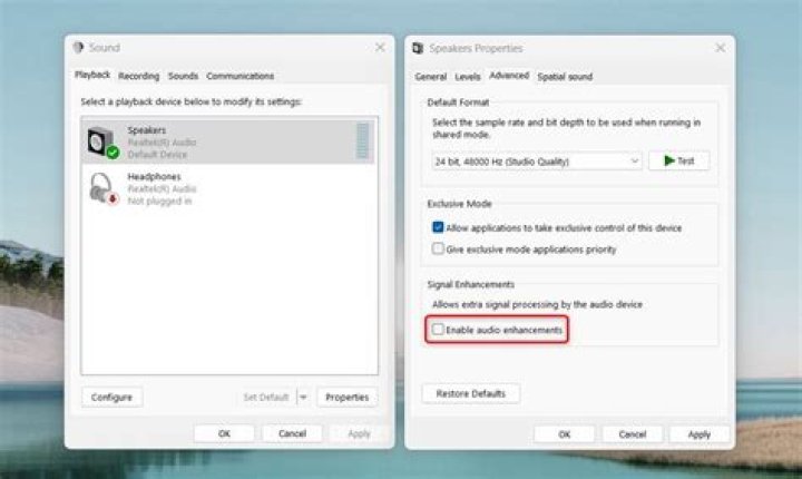 distorted sound windows 10 disable device