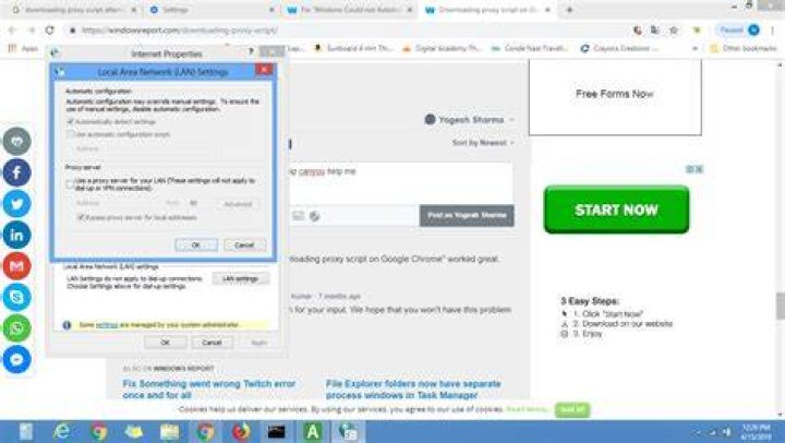 Downloading proxy script message on Google Chrome