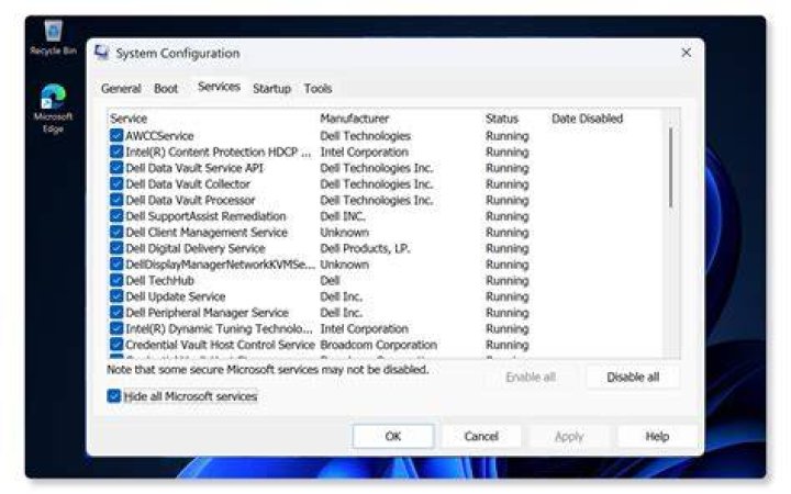 enable graphics services with msconfig