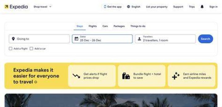 Expedia screenshot 2021 Expedia screenshot 2021