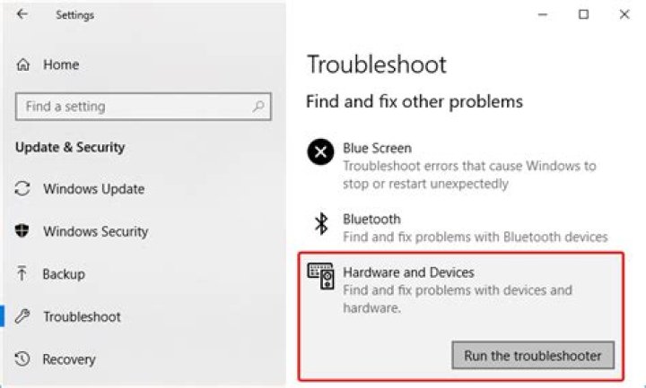 run Hardware and Device Troubleshooter Hardware and Device Troubleshooter