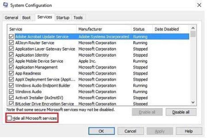 hide all microsoft services