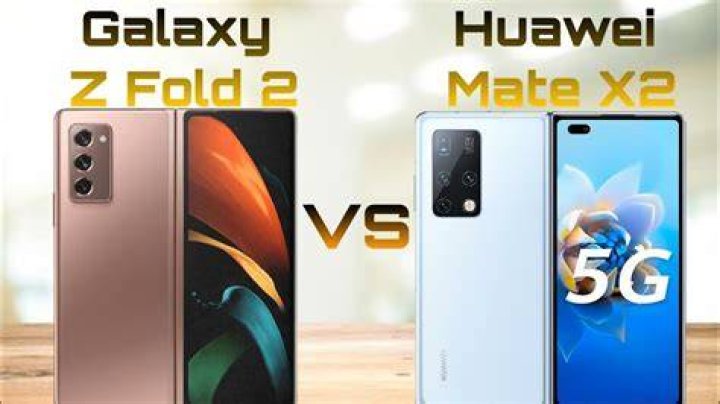 Huawei Mate X2 vs Samsung Galaxy Z Fold 2 external screen face up on table