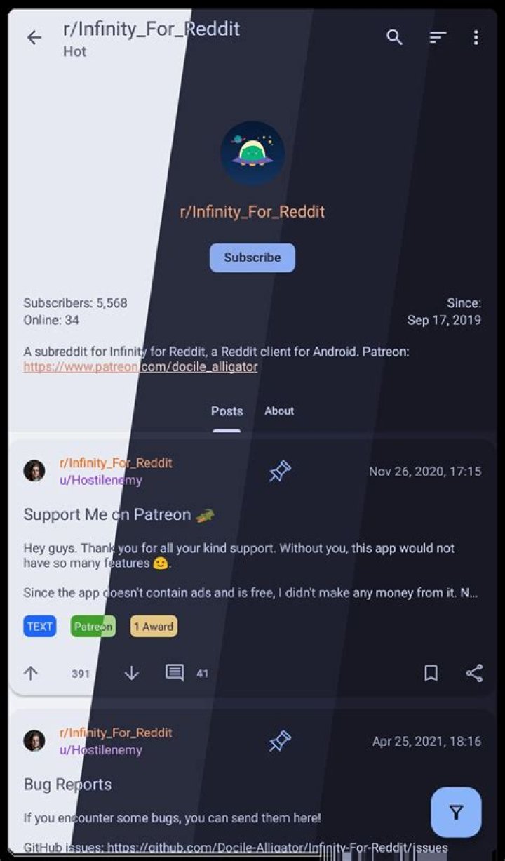 Infinity for Reddit screenshot Infinity for Reddit screenshot