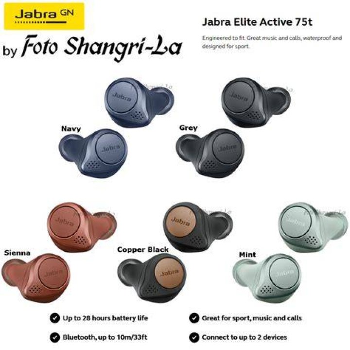 Jabra Elite Active 75t true wireless workout earbuds waterproof sweat