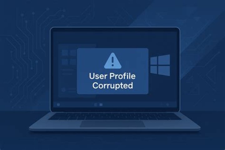 outlook icon on screen laptop on desk - Corrupted Outlook profile