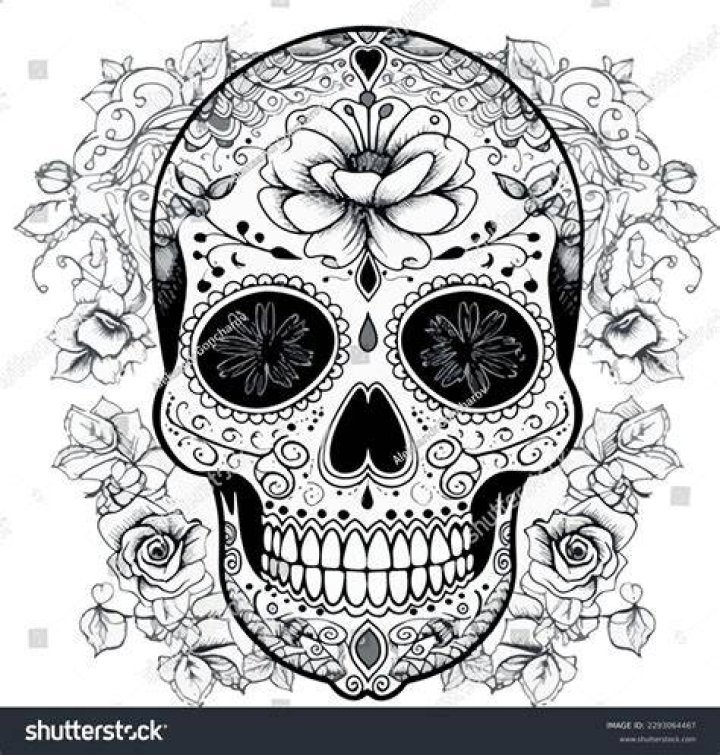 Large Black and White Skull Tattoos