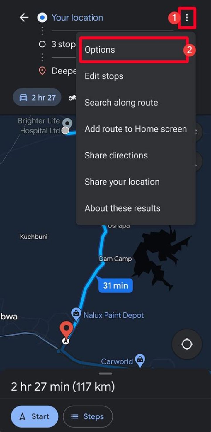 MapsRouteOptions Maps Route Options