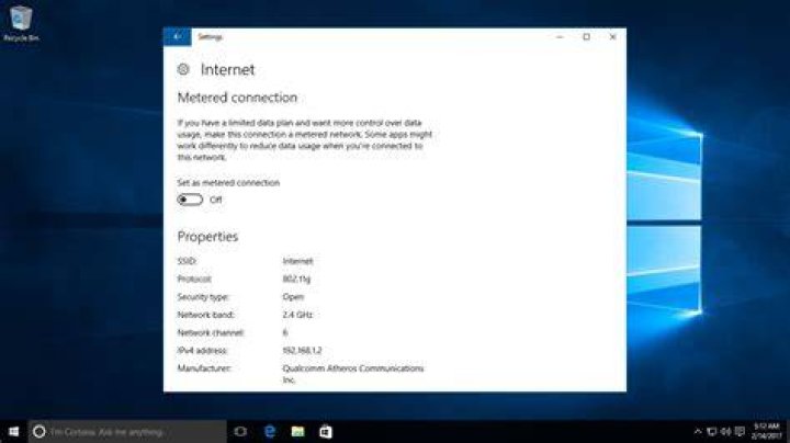 metered connection windows 10