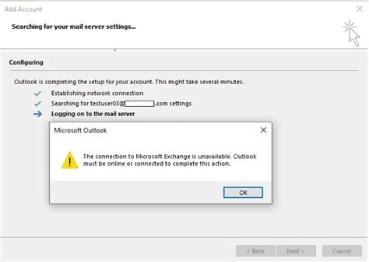 microsoft exchange error in outlook