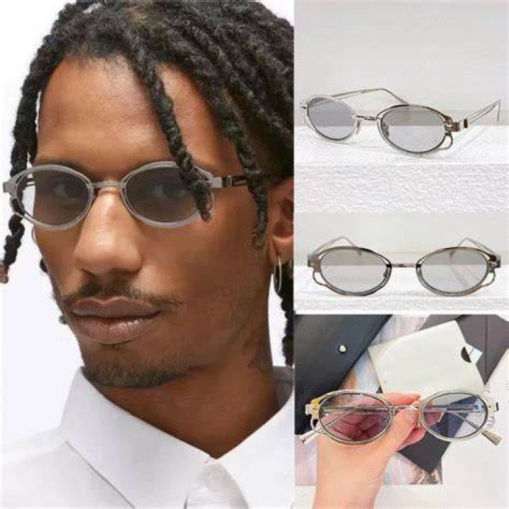 Model wearing oval sunglasses from Zara