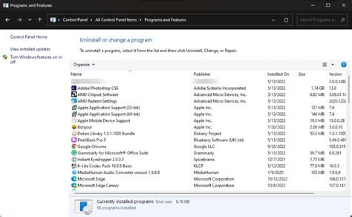 modify programs windows 10