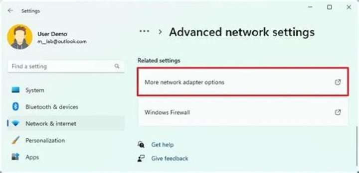 The More network adapter options category More network adapter options windows 11 mobile hotspot not working