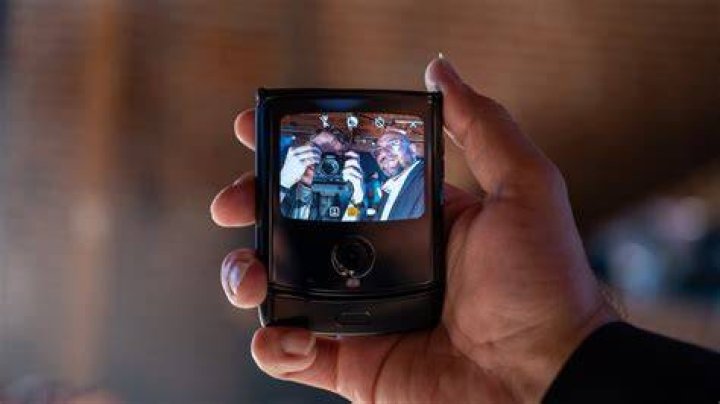 Moto Razr foldable folded screen in hand 1