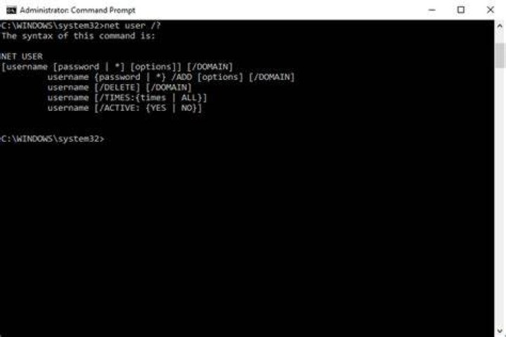 net user command windows 10