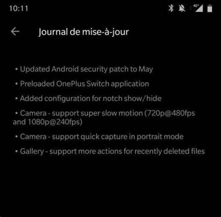 OnePlus 6 update adds notch 