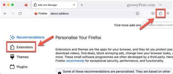 Open Firefox Extensions.