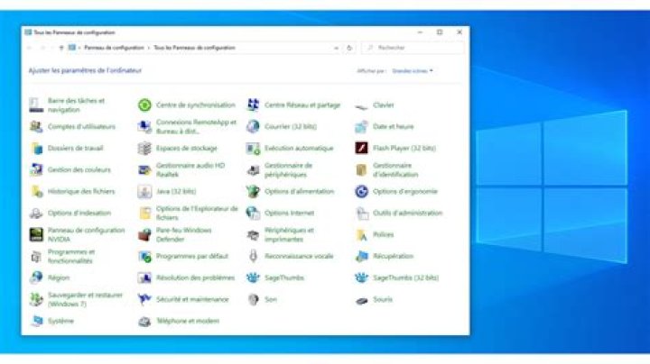 Panneau de configuration windows 10