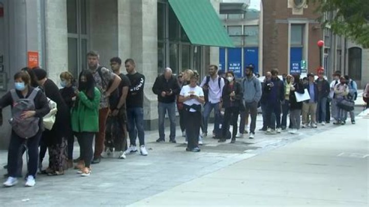People lined up inside the Stewart Hotel.