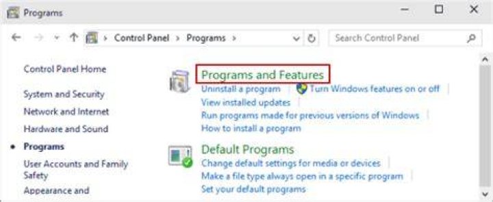 Programs and features inside control panel Programs and features control panel - Vlan tab missing