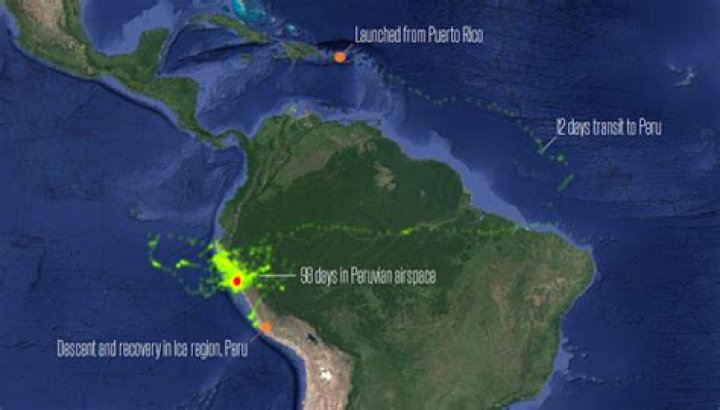 Project Loon Peru flight path Project Loon Peru flight path