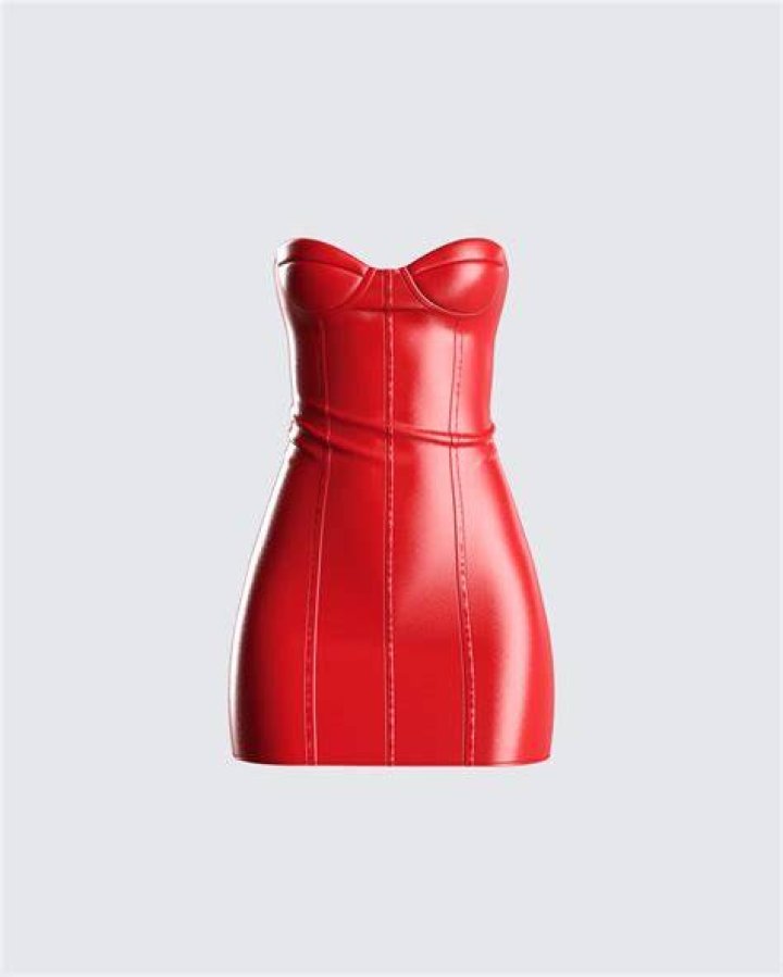 Red leather mini dress from Zara.