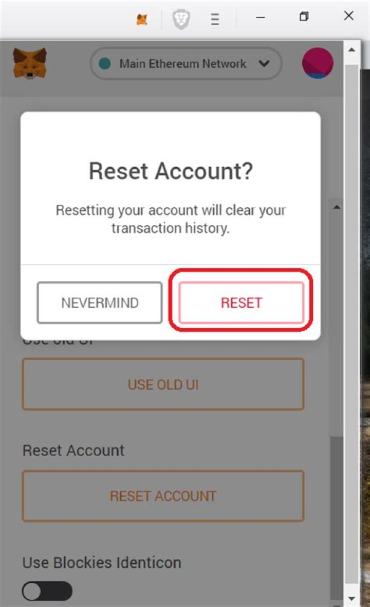 reset metamask account