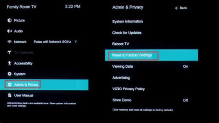 reset tv settings