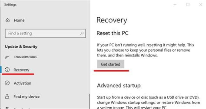 Reset Windwos 10 PC - Get Started