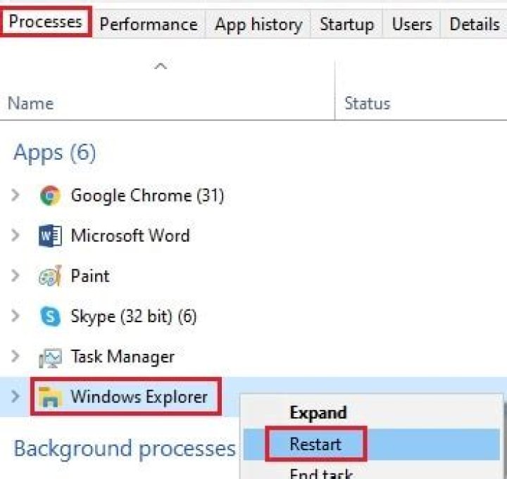 restart windows explorer process