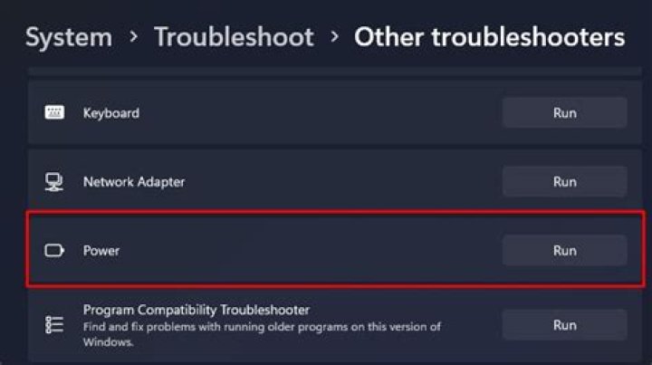 Run power troubleshooter.
