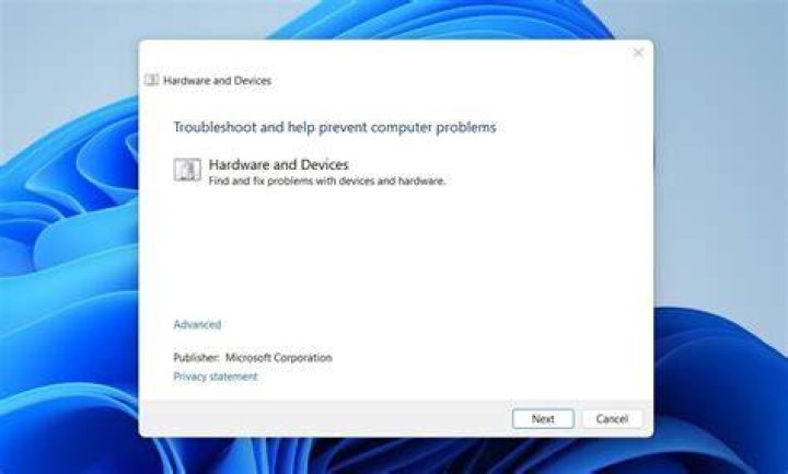 Run the hardware and devices troubleshooter.